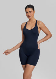 Form-Fitting Shorts Crossback Built-in Bra Sweat-Wicking Bodysuit