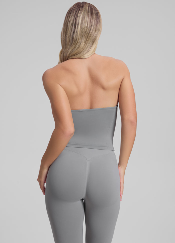 Ultrasculpt Longline Halterneck Form-Fitting Built-in Bra Twill Knit Tank Top