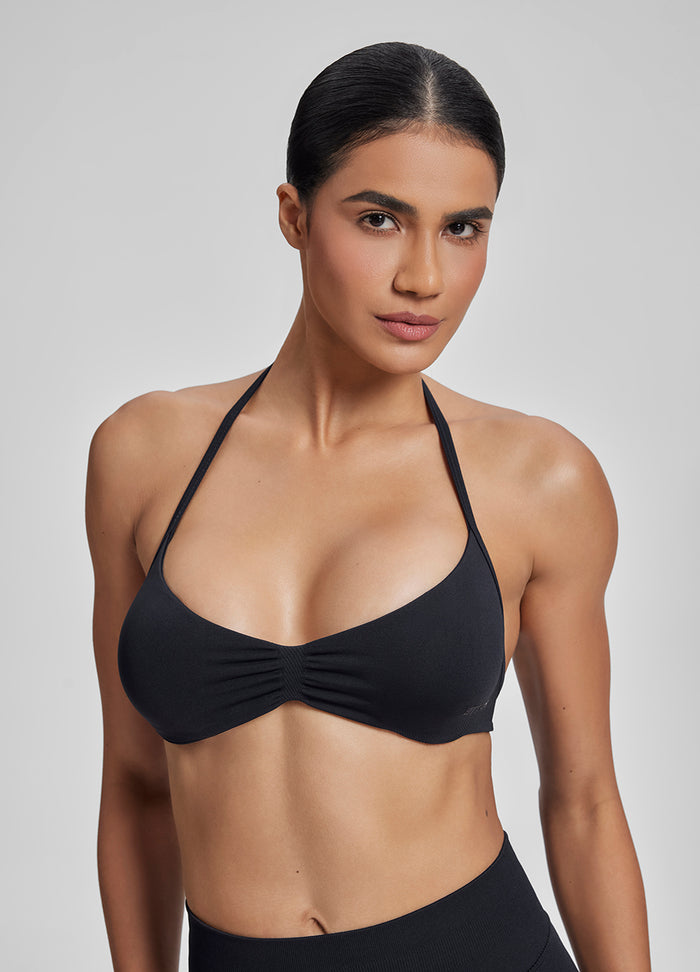 Ultrasculpt Halterneck Backless Strappy Functional Twill Knit Bra