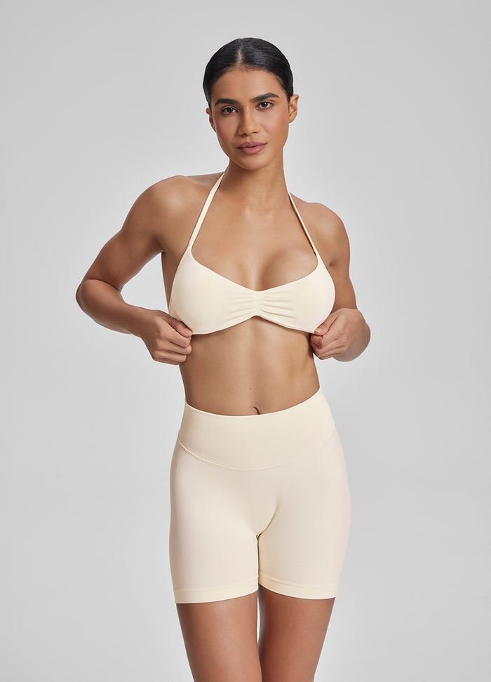 Ultrasculpt Halterneck Backless Strappy Functional Twill Knit Bra