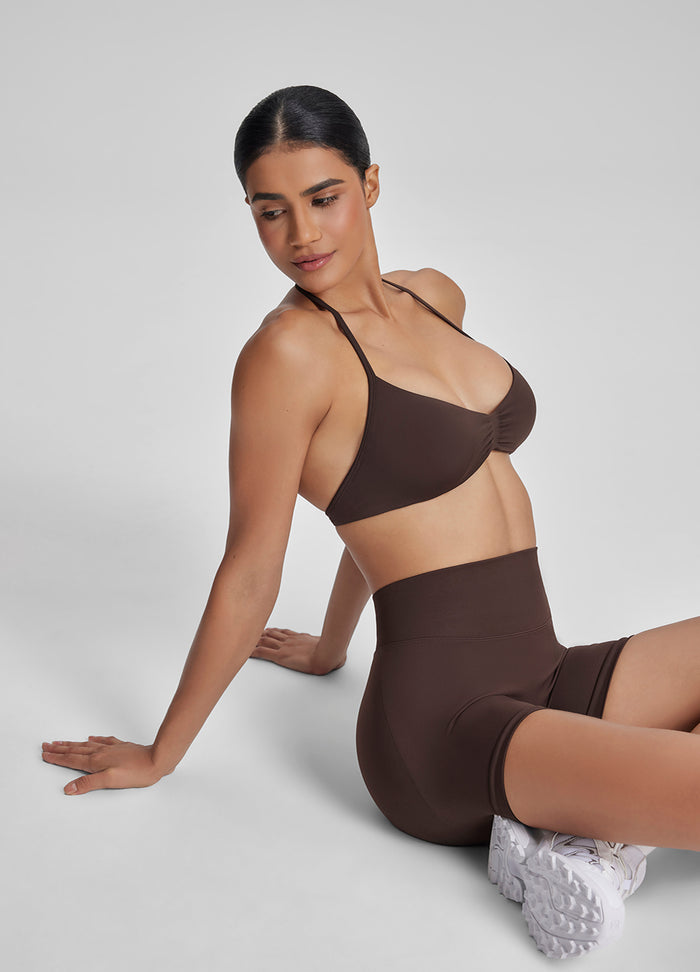 Ultrasculpt Halterneck Backless Strappy Functional Twill Knit Bra