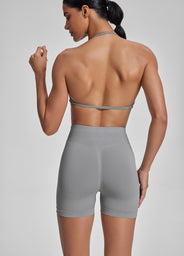 Ultrasculpt Halterneck Backless Strappy Functional Twill Knit Bra