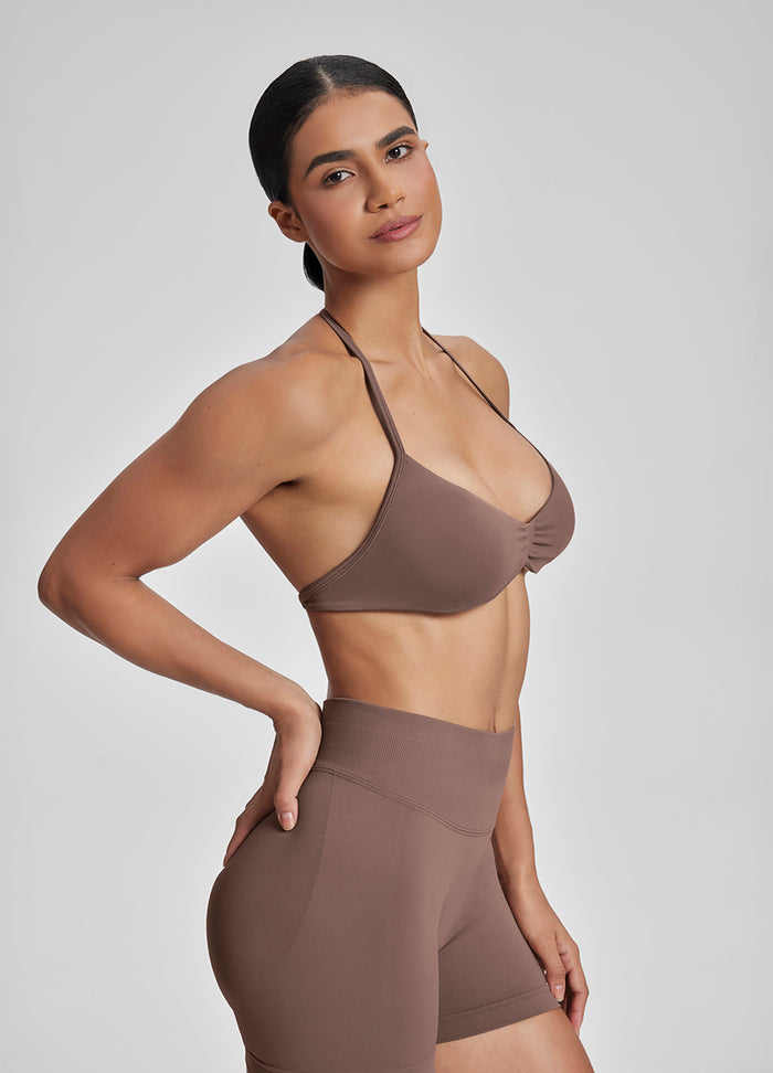 Ultrasculpt Halterneck Backless Strappy Functional Twill Knit Bra