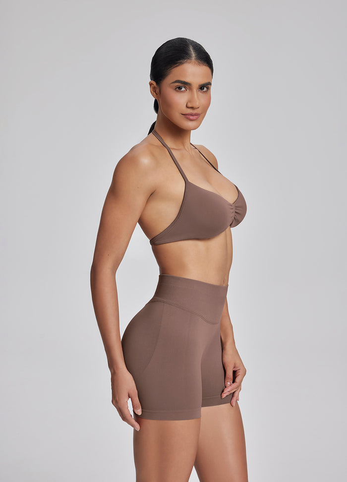 Ultrasculpt Halterneck Backless Strappy Functional Twill Knit Bra