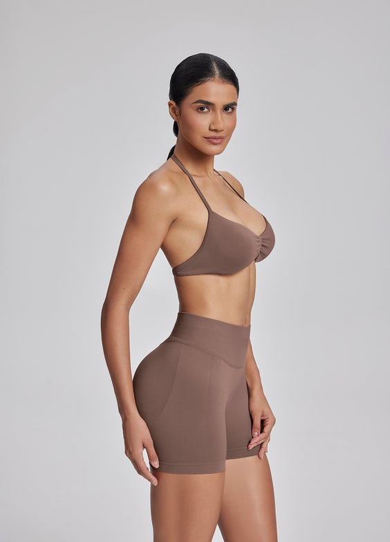 Ultrasculpt Halterneck Backless Strappy Functional Twill Knit Bra