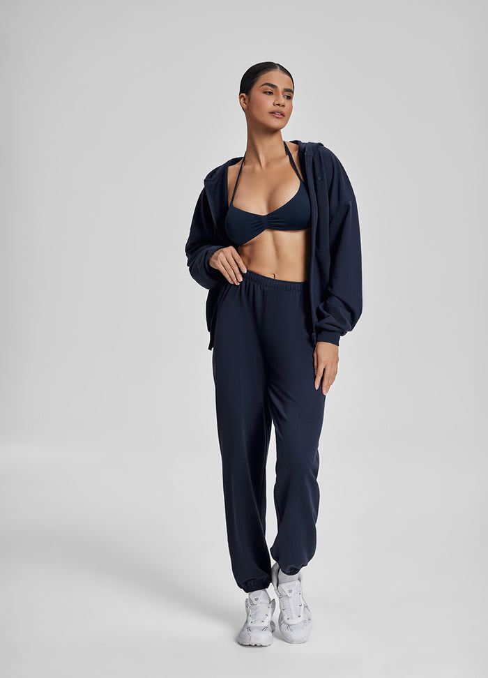 Relaxed Oversized Full Zipper Kangaroo Pockets Soft Hoodie