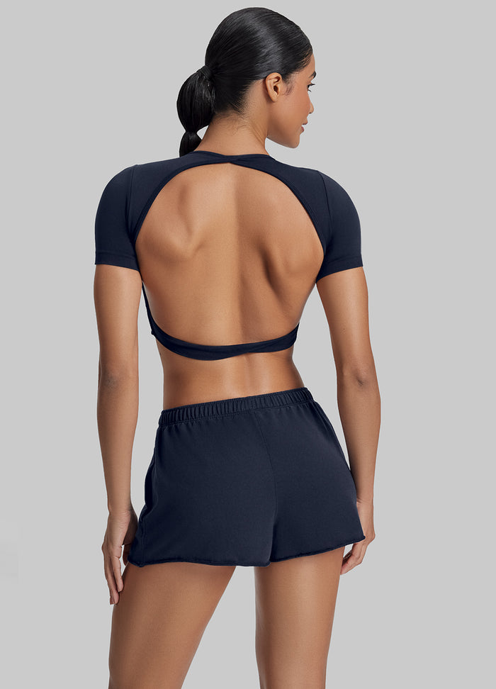 Mid-Rise Comfy Mid-Thigh Stretchy Waist French Terry Jersey Shorts