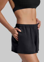 Comfy Mid-Thigh Stretchy Waist French Terry Jersey Shorts