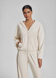 Relaxed Oversized Full Zipper Kangaroo Pockets Soft Hoodie