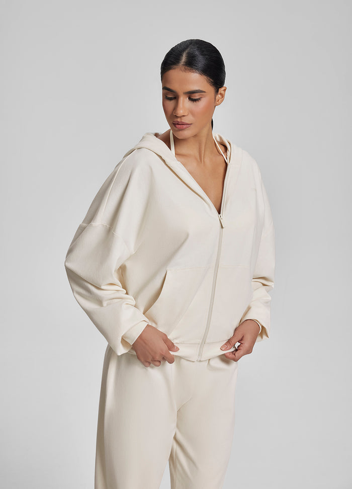 Relaxed Oversized Full Zipper Kangaroo Pockets Soft Hoodie