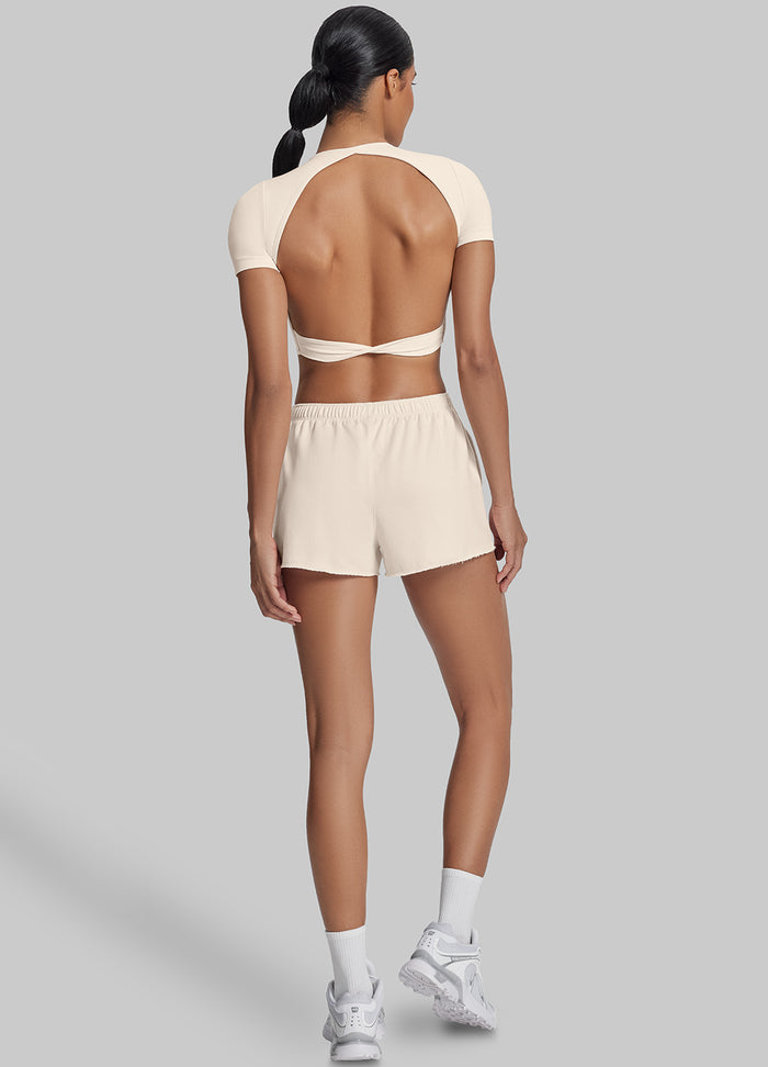 Mid-Rise Comfy Mid-Thigh Stretchy Waist French Terry Jersey Shorts