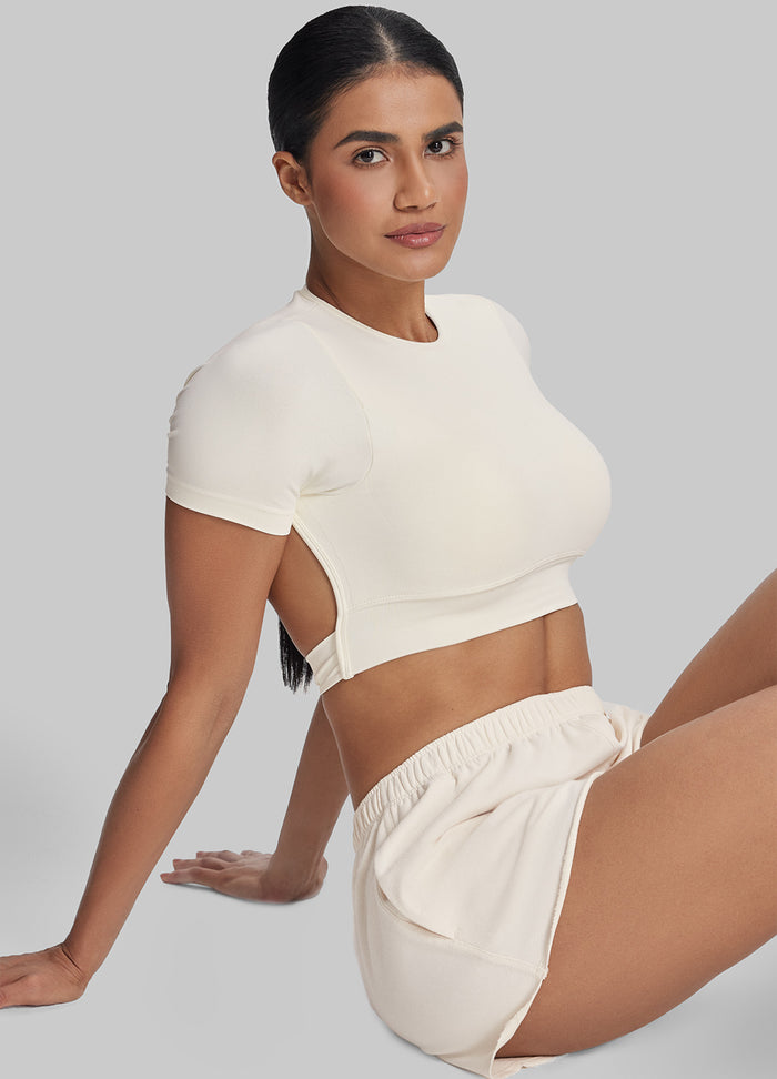 Mid-Rise Comfy Mid-Thigh Stretchy Waist French Terry Jersey Shorts