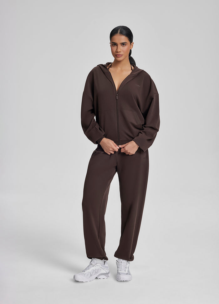 Relaxed Oversized Full Zipper Kangaroo Pockets Soft Hoodie