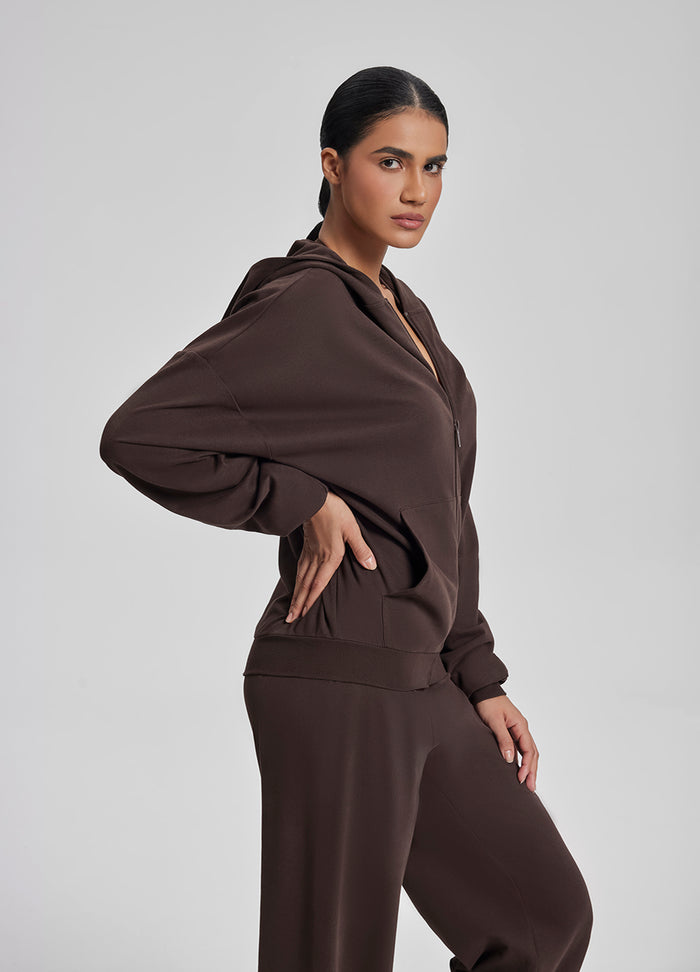 Relaxed Oversized Full Zipper Kangaroo Pockets Soft Hoodie