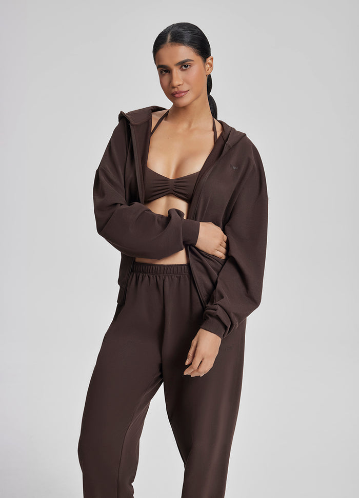 Relaxed Oversized Full Zipper Kangaroo Pockets Soft Hoodie