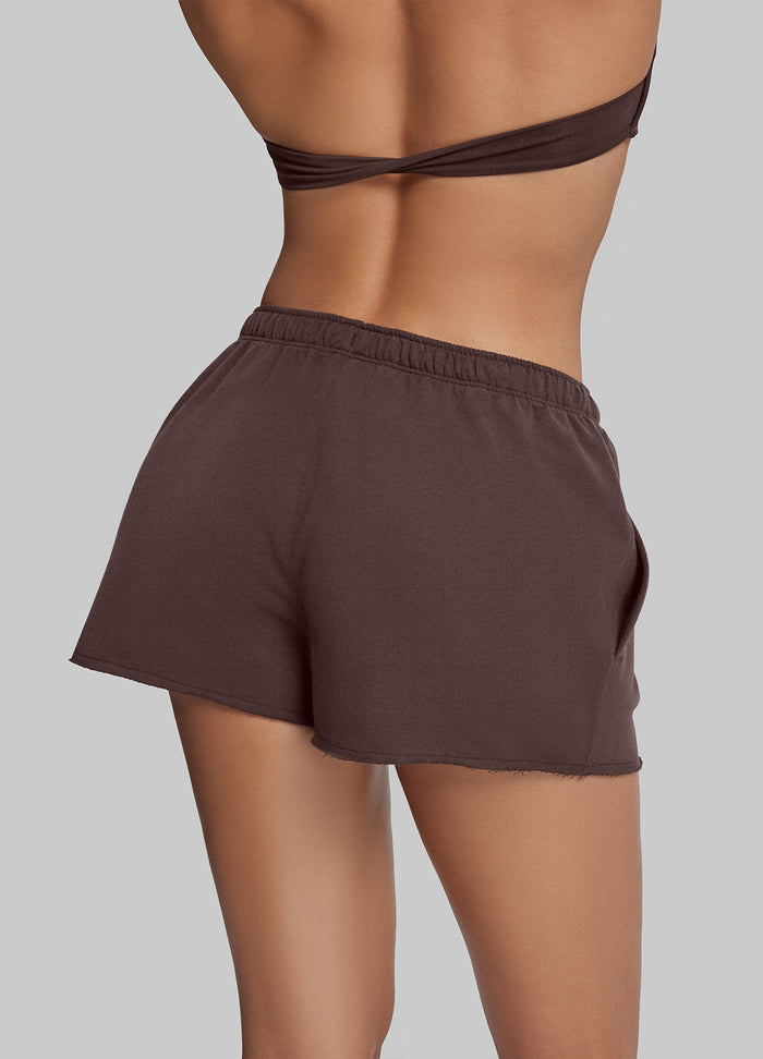 Mid-Rise Comfy Mid-Thigh Stretchy Waist French Terry Jersey Shorts