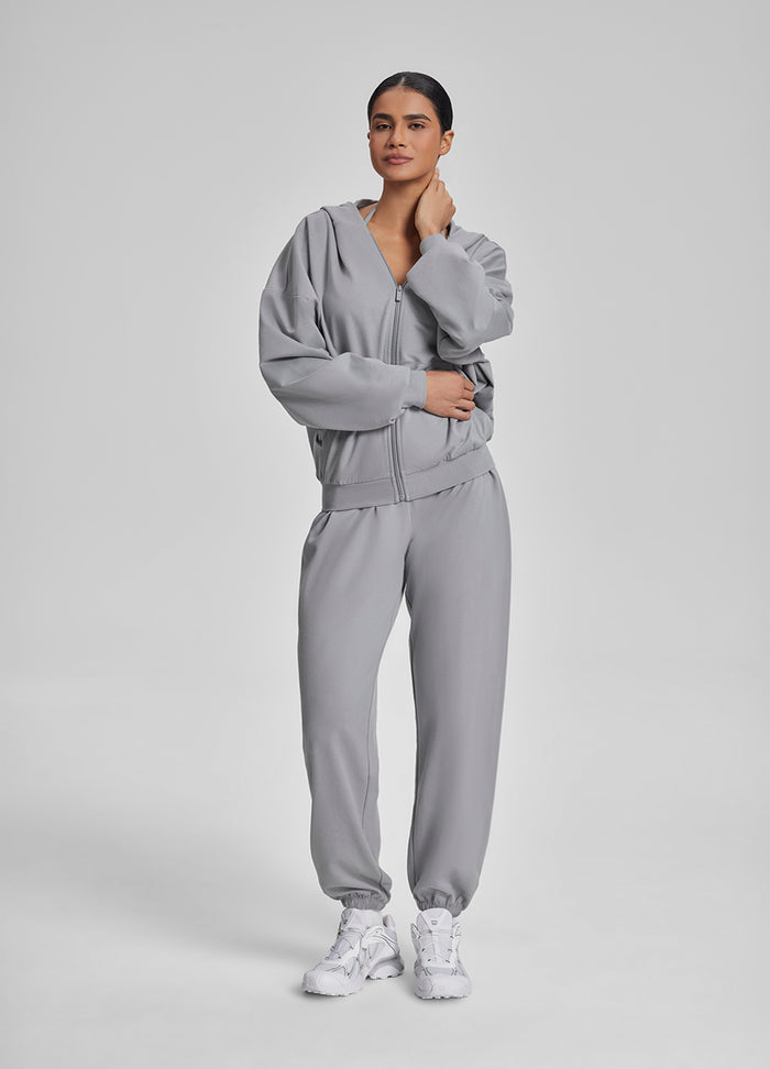 Relaxed Oversized Full Zipper Kangaroo Pockets Soft Hoodie