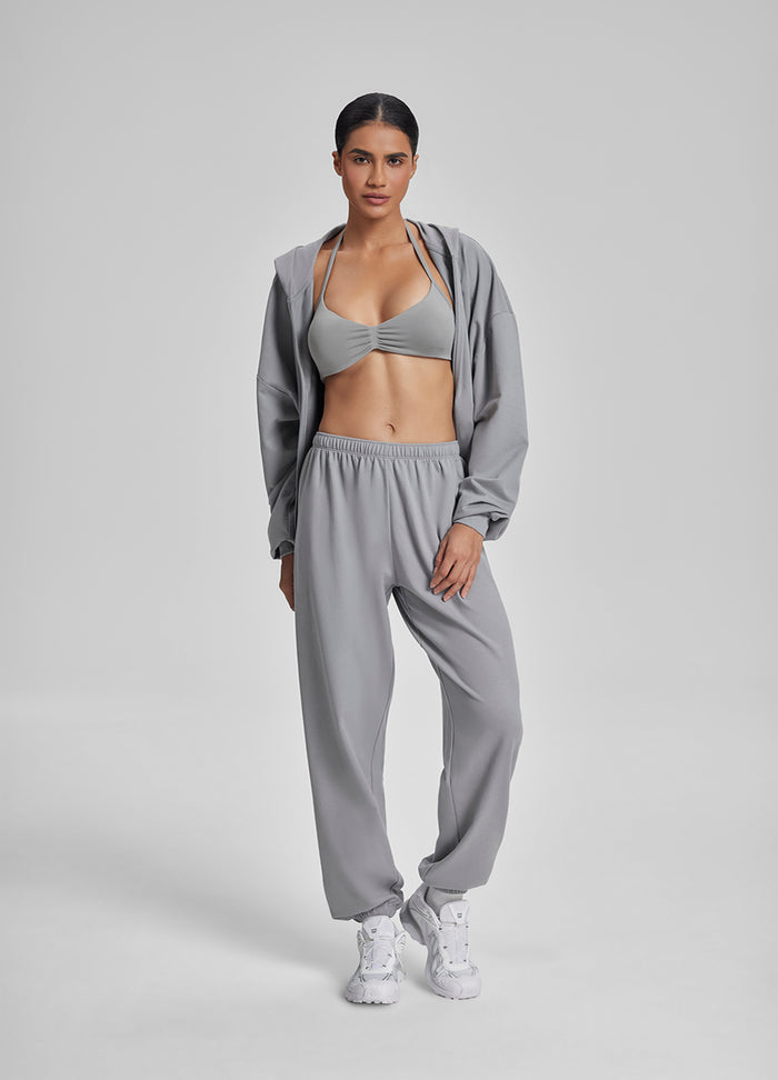 Relaxed Oversized Full Zipper Kangaroo Pockets Soft Hoodie