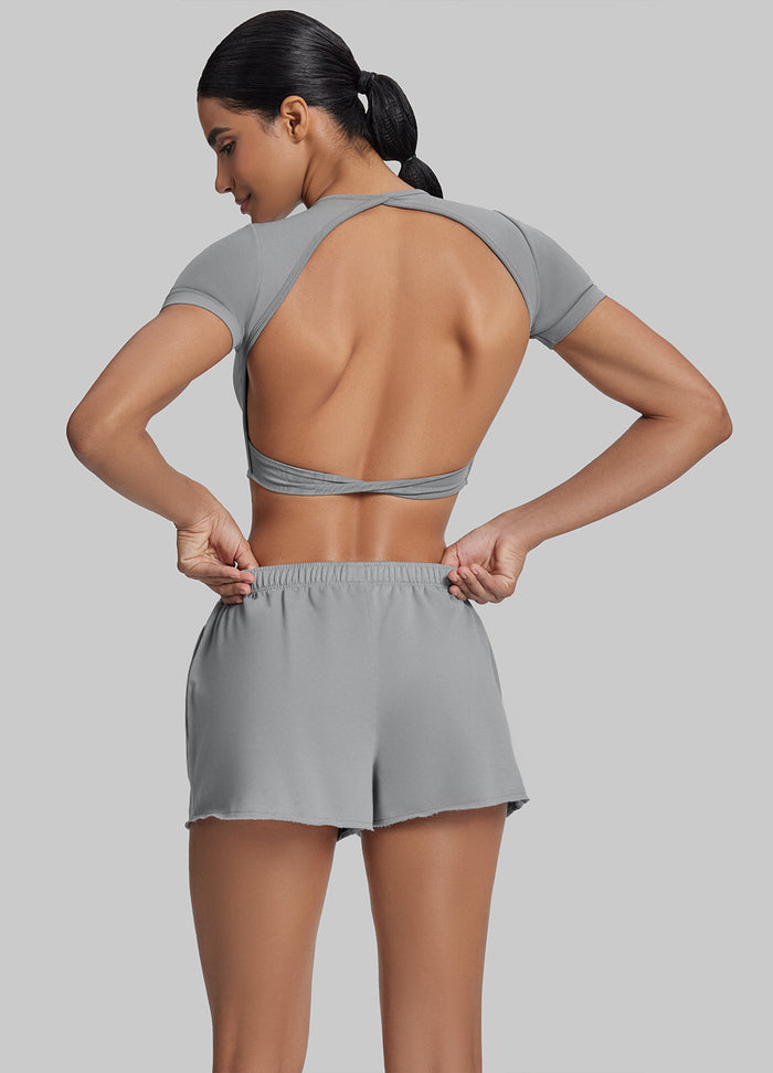 Mid-Rise Comfy Mid-Thigh Stretchy Waist French Terry Jersey Shorts