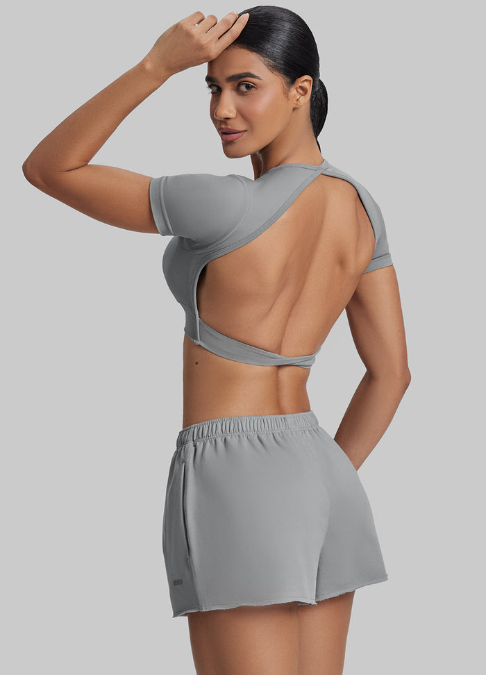 Mid-Rise Comfy Mid-Thigh Stretchy Waist French Terry Jersey Shorts