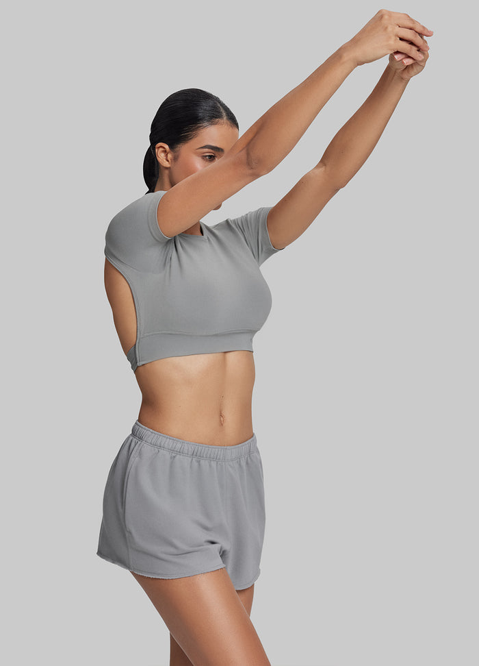 Mid-Rise Comfy Mid-Thigh Stretchy Waist French Terry Jersey Shorts