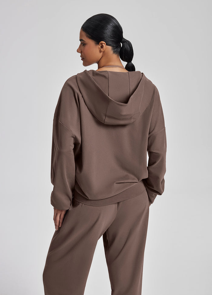 Relaxed Oversized Full Zipper Kangaroo Pockets Soft Hoodie