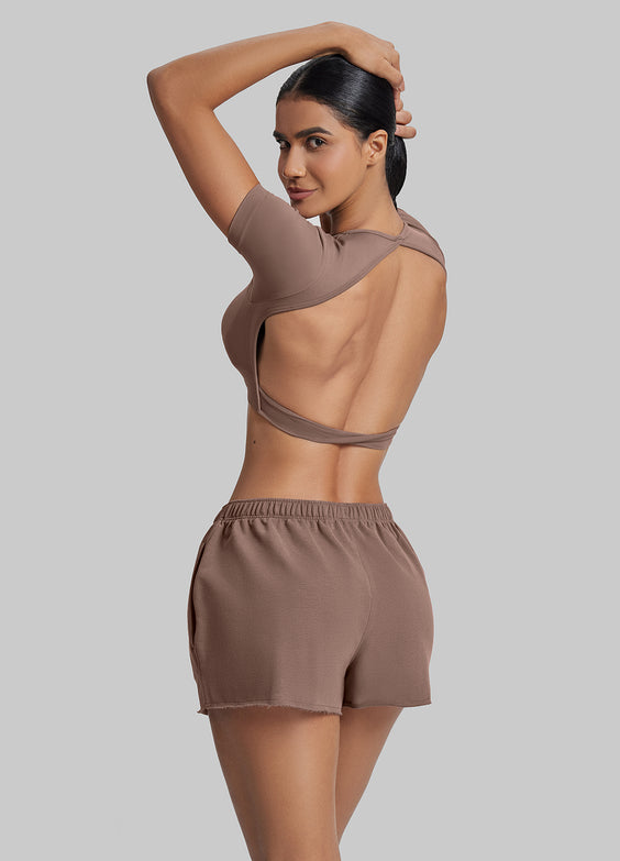 Comfy Mid-Thigh Stretchy Waist French Terry Jersey Shorts