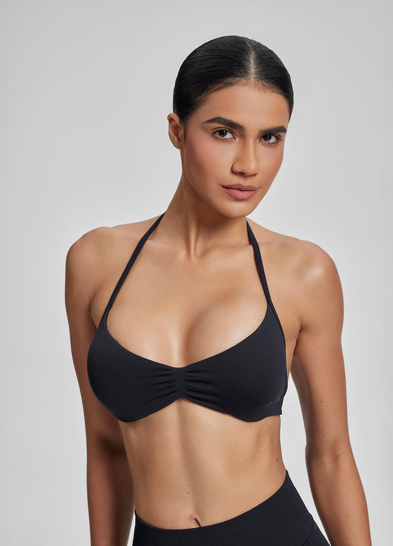 Ultrasculpt Halterneck Backless Strappy Functional Twill Knit Bra