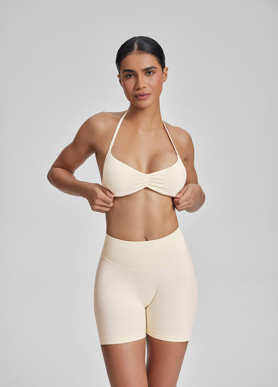 Ultrasculpt Halterneck Backless Strappy Functional Twill Knit Bra