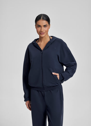 Sweat à capuche oversize avec zip intégral et poches kangourou
