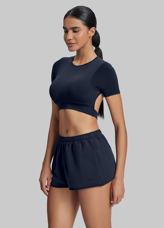 Comfy Mid-Thigh Stretchy Waist French Terry Jersey Shorts