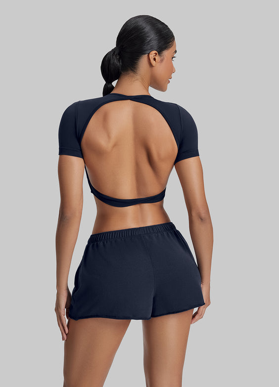 Comfy Mid-Thigh Stretchy Waist French Terry Jersey Shorts