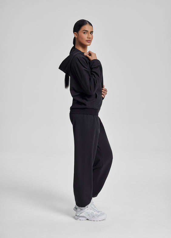 Relaxed Oversized Full Zipper Kangaroo Pockets Soft Hoodie