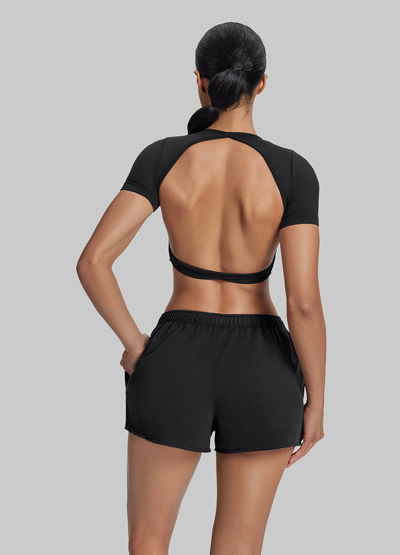 Short moelleux en jersey French Terry à taille élastique, longueur mi-cuisse