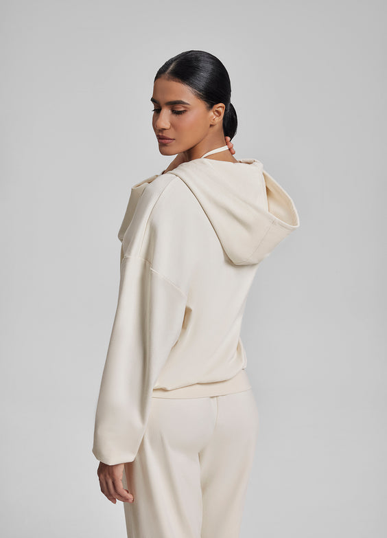 Sweat à capuche oversize avec zip intégral et poches kangourou