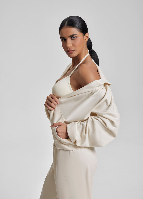 Sweat à capuche oversize avec zip intégral et poches kangourou