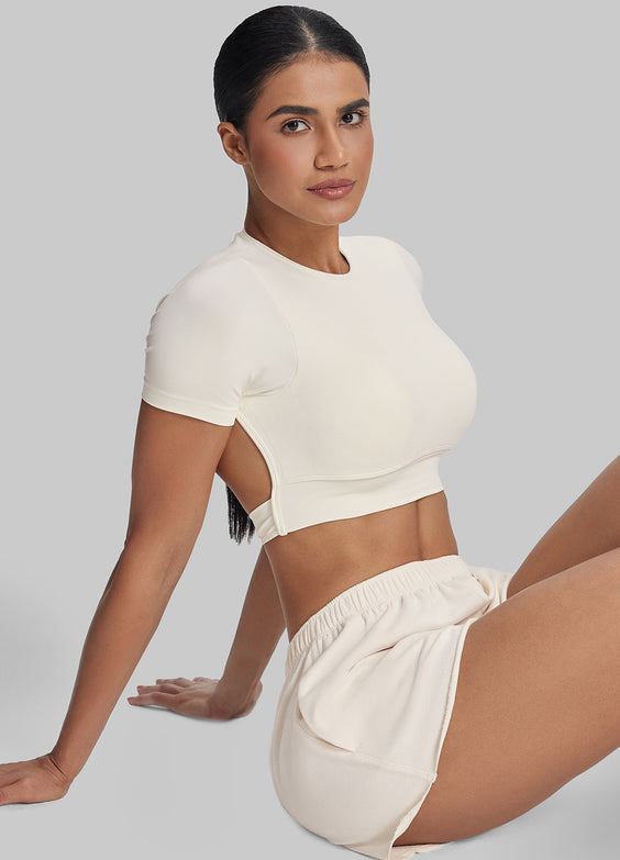 Short moelleux en jersey French Terry à taille élastique, longueur mi-cuisse