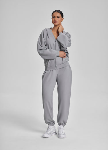 Relaxed Oversized Full Zipper Kangaroo Pockets Soft Hoodie