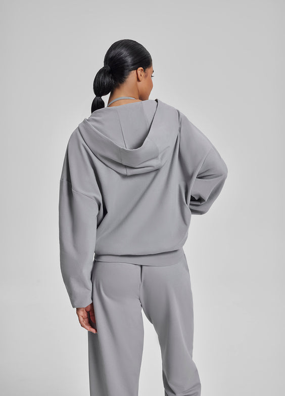 Relaxed Oversized Full Zipper Kangaroo Pockets Soft Hoodie