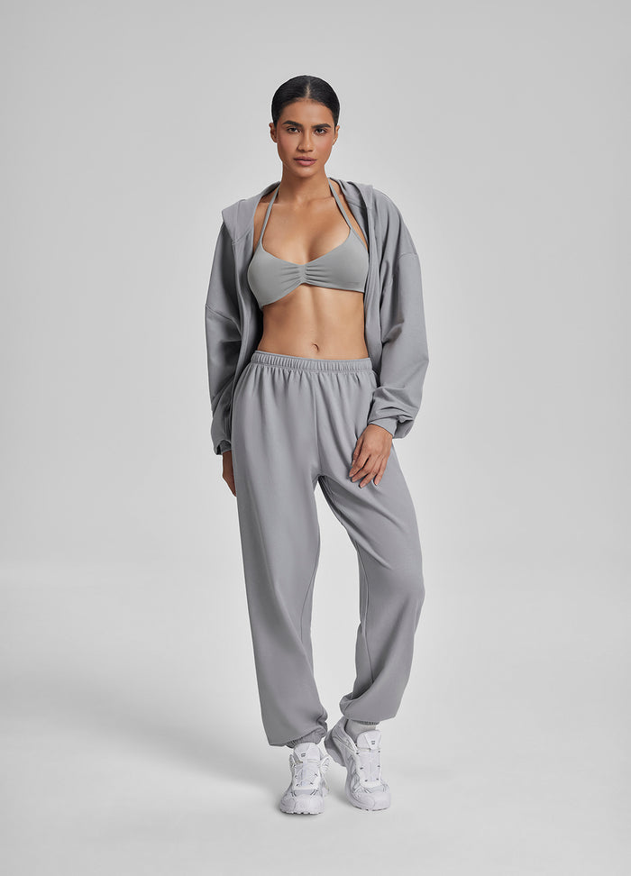 Sweat à capuche oversize avec zip intégral et poches kangourou