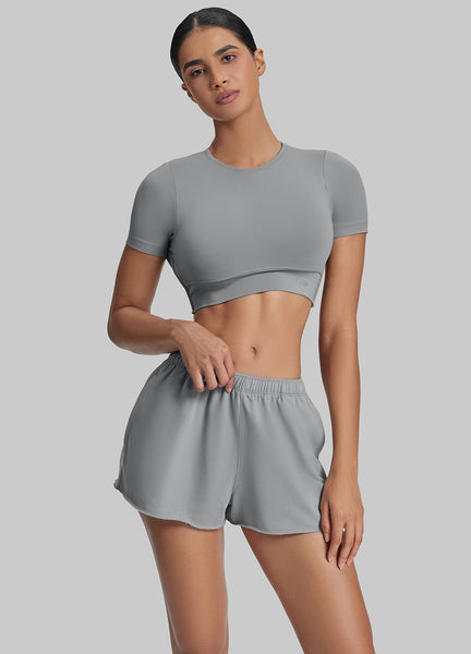Comfy Mid-Thigh Stretchy Waist French Terry Jersey Shorts (Color