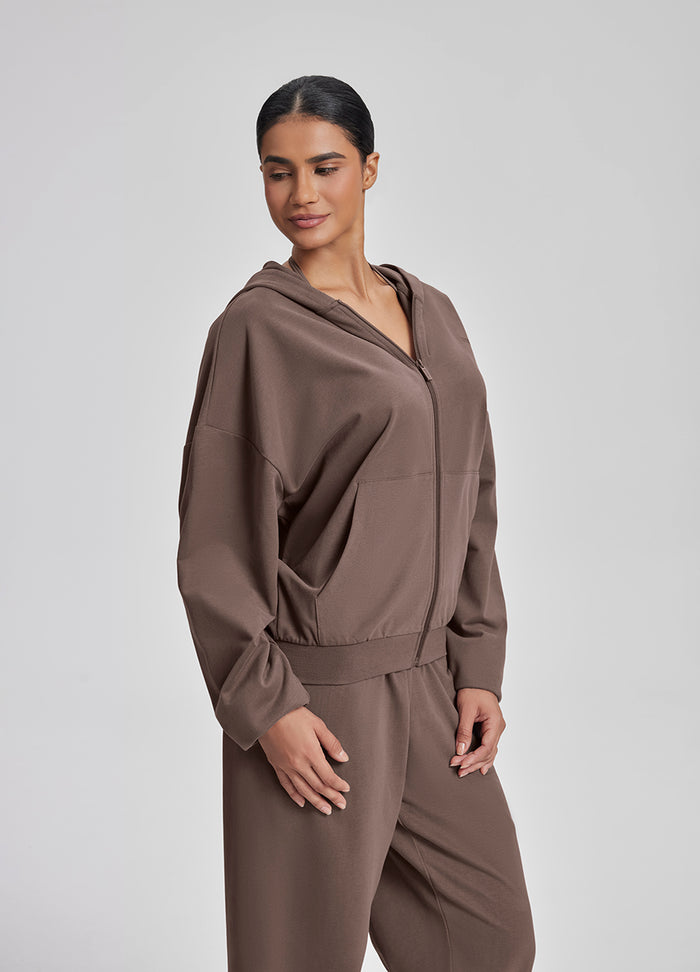 Sweat à capuche oversize avec zip intégral et poches kangourou