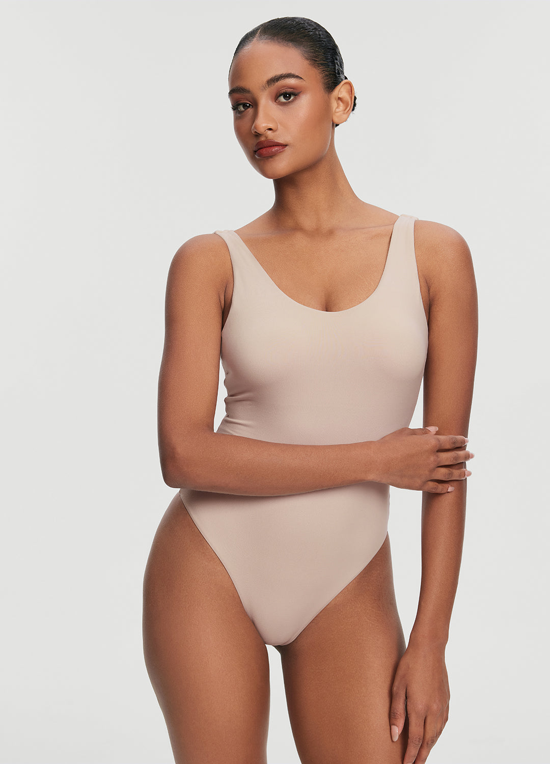Scoop Back Bodysuit (Color: Oat Milk) | BetterMe Store