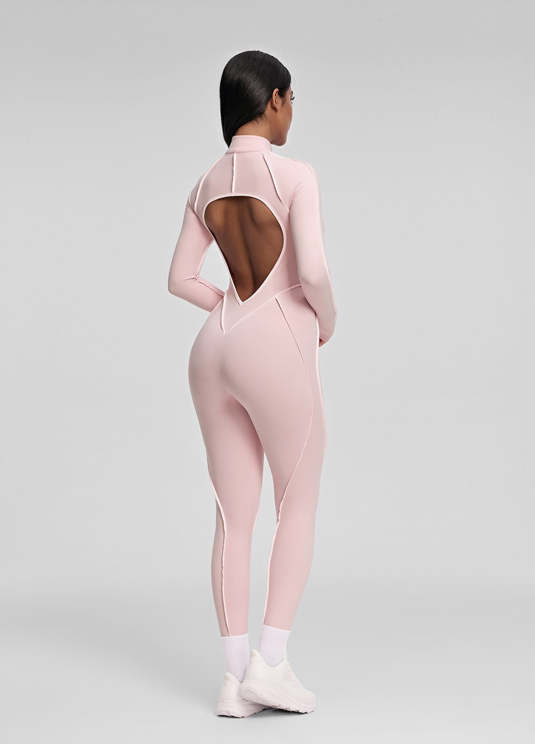 Contour Stitch Catsuit (Color: Ballet Pink/White) | BetterMe Store