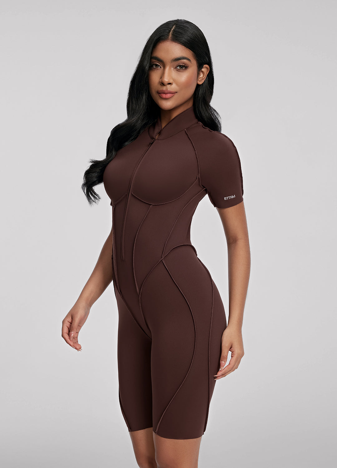 Closed-Back Shorts Catsuit (Color: Chocolate) | BetterMe Store