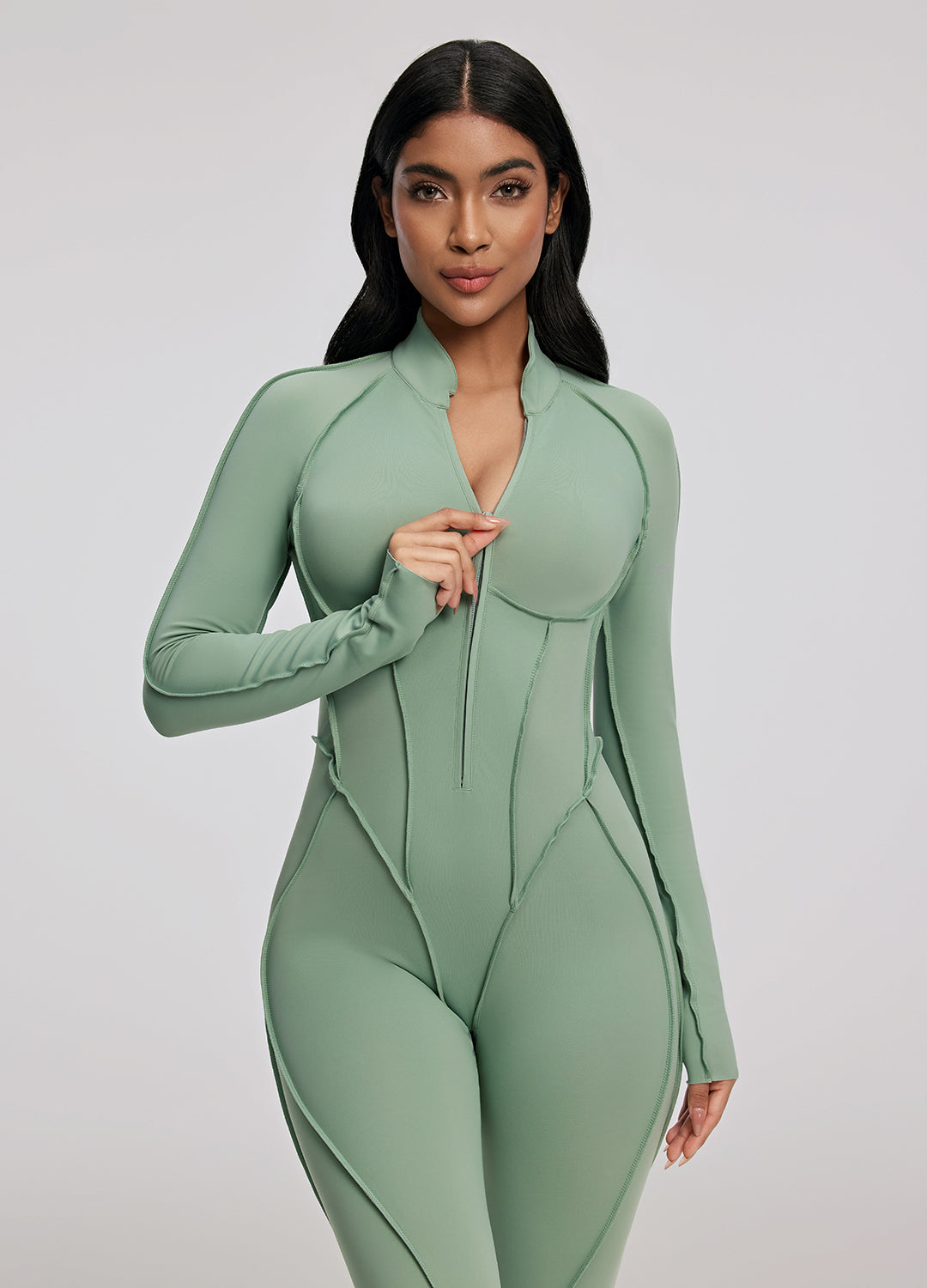 Full-Length Catsuit (Color: Sage Green) | BetterMe Store