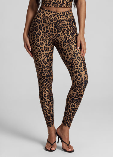 Golden Leopard Contour Stitch Leggings