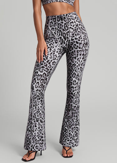 Snow Leopard Longline Flare Leggings