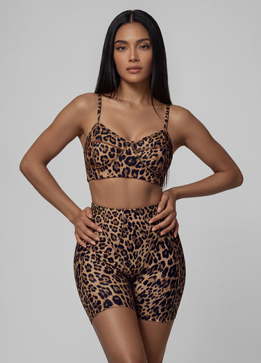 Golden Leopard Contour Stitch Micro Shorts