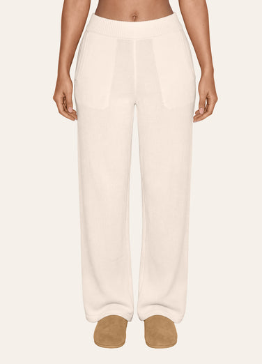 Pantaloni in maglia a gamba ampia e vita alta